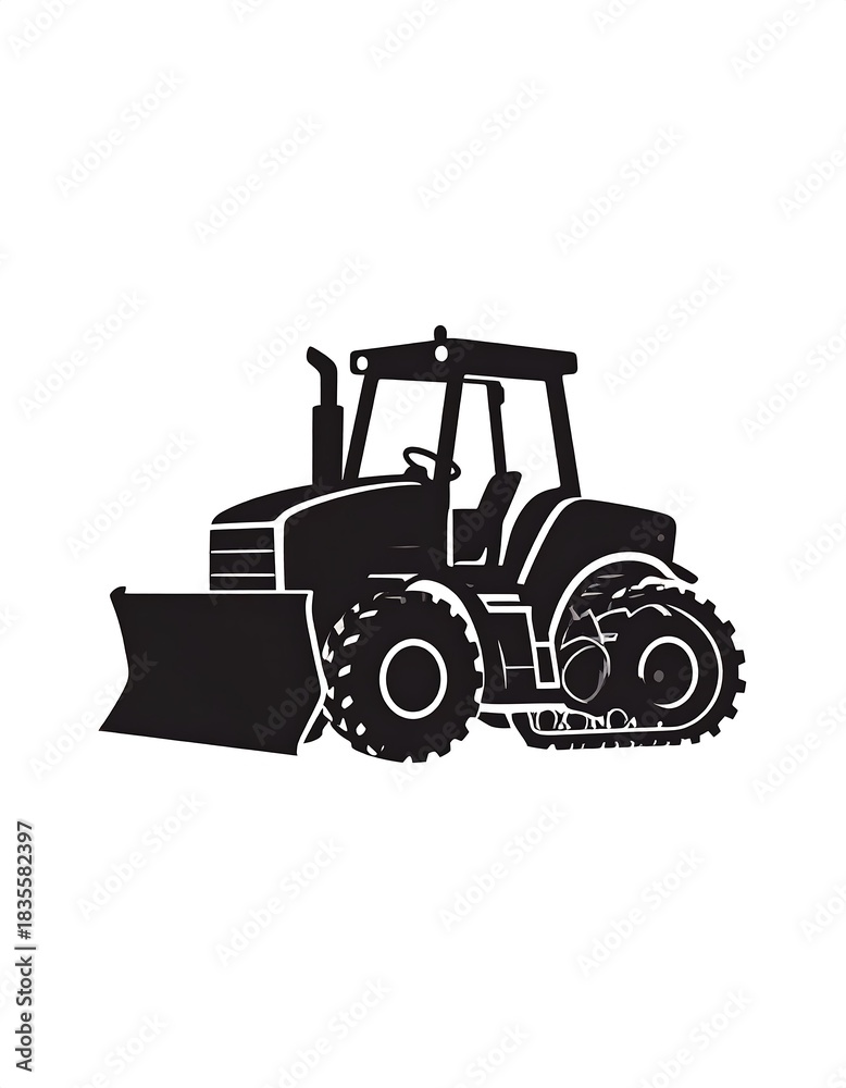 Naklejka premium Silhouette of a tractor with a blade