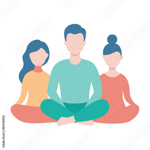 Three people meditating together in a group