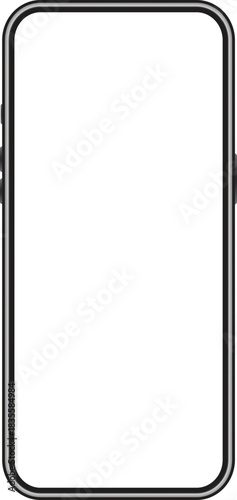 Full-screen smartphone mockup vector with transparent background, blank notchless mobile frame template