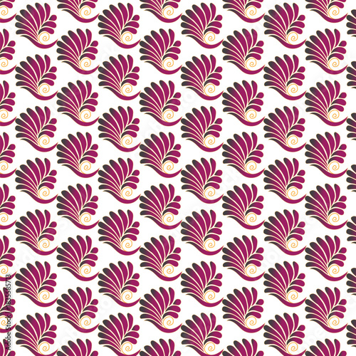 Rich and elegant seamless floral design in magenta and gold tones