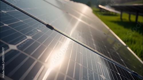 A detailed shot of solar panel harvesting sunshine, a symbol of clean and sustainable energy