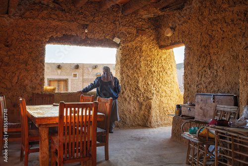 Interior of a mud-brick house in Shali in Siwa, Egypt