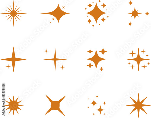Sparkle Star Icon Vector Design, Twinkle Vector icon, Star Icon, Sparkle vector set icon, Set of Vector icon