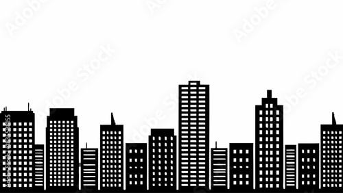 Stunning black and white cityscape silhouette perfect for modern corporate branding and urban design projects