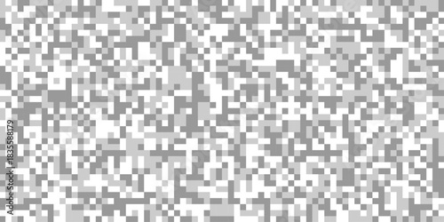 Censorship blurred pixels effect for gray and white squares digital pixelated patterns, horizontal pixelated bar in grayscale censorship effect grey mosaic different shades isolated background.