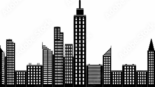 Stunning black and white cityscape silhouette perfect for modern corporate branding and urban design projects