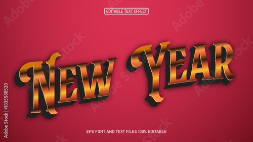 New Year 3D Gold Retro Style text effect