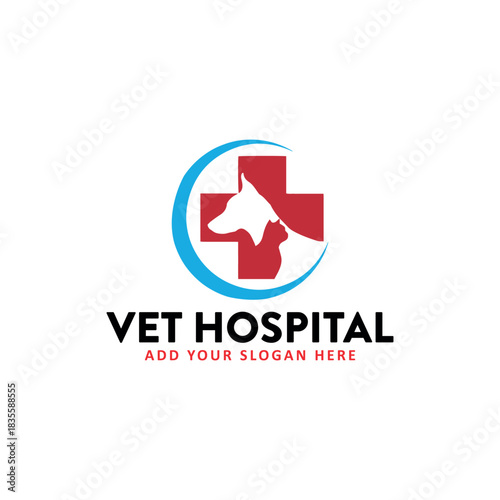 veterinary vet pet logo design vector