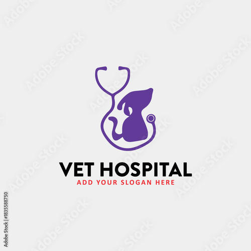 veterinary vet pet logo design vector