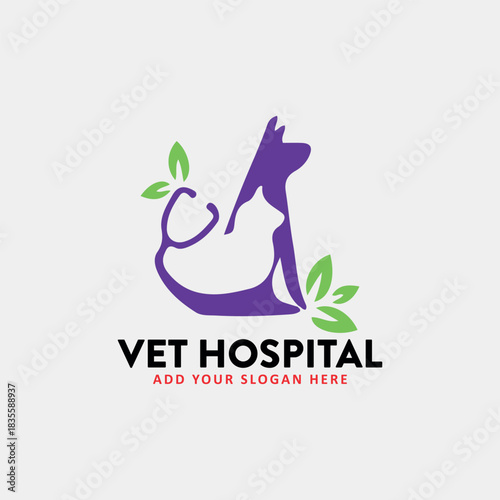 veterinary vet pet logo design vector
