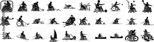 Various adaptive sports silhouettes featuring wheelchair users