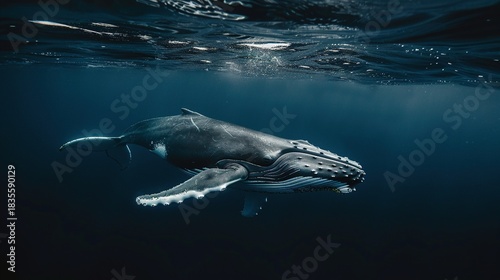 Wallpaper Mural Humpback Whale Collection: Assorted Humpback Whale Shots (Close-Ups, Breeching, Gliding, Swimming) in Ocean Settings (Clear Blue Water, Sunset Skies, Deep Dark Seas) for Marine Wildlife, Nature, and A Torontodigital.ca