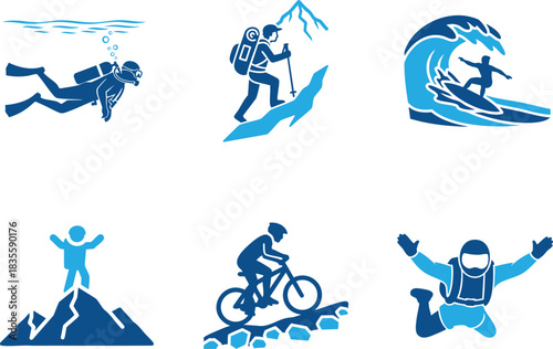 Adventure Sport Cycling Mountain Exploration Icon