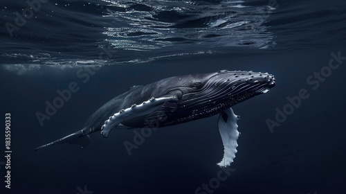 Wallpaper Mural Humpback Whale Collection: Assorted Humpback Whale Shots (Close-Ups, Breeching, Gliding, Swimming) in Ocean Settings (Clear Blue Water, Sunset Skies, Deep Dark Seas) for Marine Wildlife, Nature, and A Torontodigital.ca