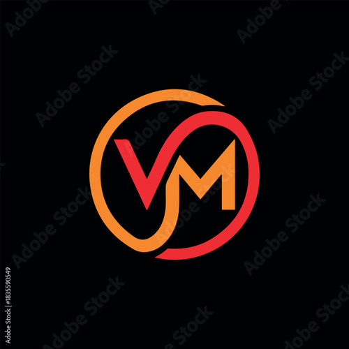 letters vm or mv text logo design vector