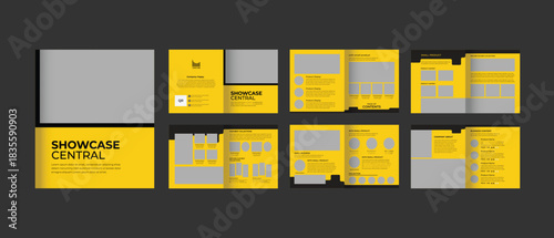 Creative product catalog brochure and multipurpose portfolio template. fully background yellow and black design