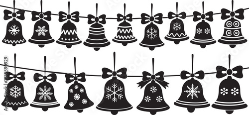 Hanging decorative bell garland for holiday season festive decoration vector