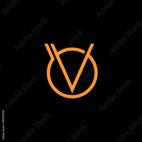 letters ov or vo text logo design vector