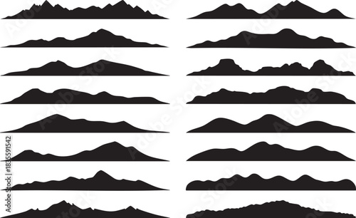 Mountain silhouette shapes set vector design elements backgrounds graphic resources