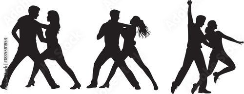 Silhouette of people dancing latin dance passion and connection concept