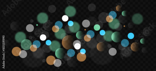 Colorful bokeh light overlay with soft blurred circle shapes on transparent