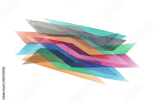 Colorful overlapping transparent layers in abstract design clean materials