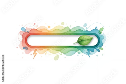 Colorful abstract search bar with leaf and vibrant wave design energy saving calculator