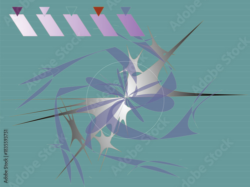 Abstract vector illustration of a colorful floral design concept with a blue sky, star, and compass symbol