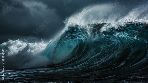 Serene Night Beach Shoreline with Gentle Waves, Star-Dense Sky, and Milky Way Reflections; Calm Dark Blue Ocean Surface Glowing Under Moonlight, Gradient Sky Reflections; Massive Curling Ocean Waves