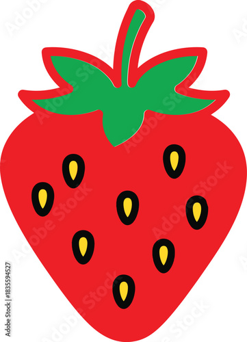 Bold Magenta Simple Strawberry Silhouette Icon