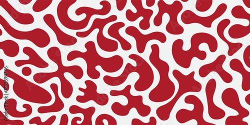 Red and White Abstract Liquid Flow Seamless Pattern Background. Modern Trendy design in Vector Illustration