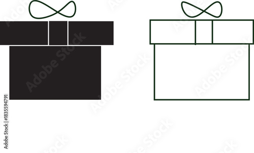 Black gift box with ribbon Gift icon. vector icon. birthday gift.