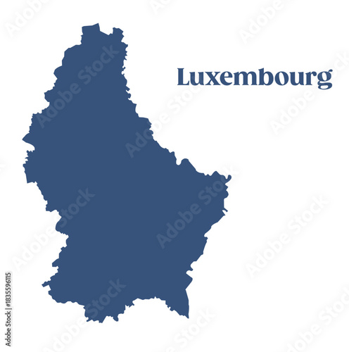 Luxembourg Map Silhouette Vector: Editable Outline of the Grand Duchy, Central Europe/Benelux Location, National Flag Icon for Finance, Business, Political, Education, and Trending Digital Infographic