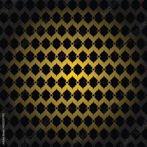 Abstract vintage gold geometric flower pattern design vector illustration on yellow fabric texture wallpaper