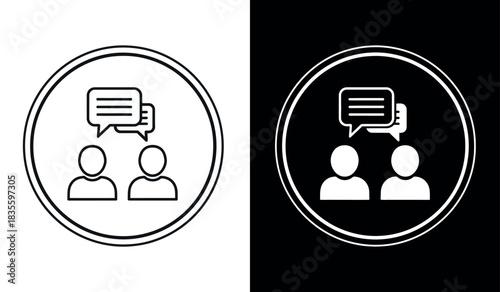 Two person icon with speech bubble for discussion Vector illustration