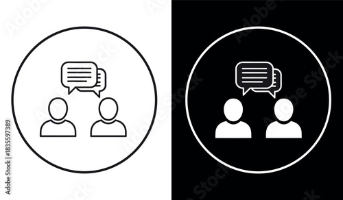 Two person icon with speech bubble for discussion Vector illustration