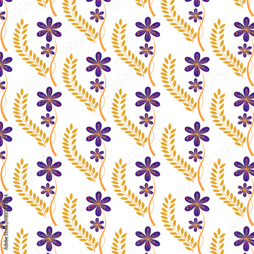 Soft Botanical Flower Repeat Design with white background 