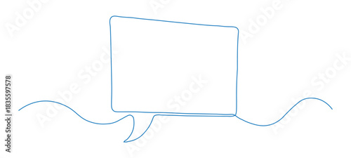 Dynamic single line speech bubble floating on waves for creative communication or innovative message ideas, perfect for websites and social media campaigns