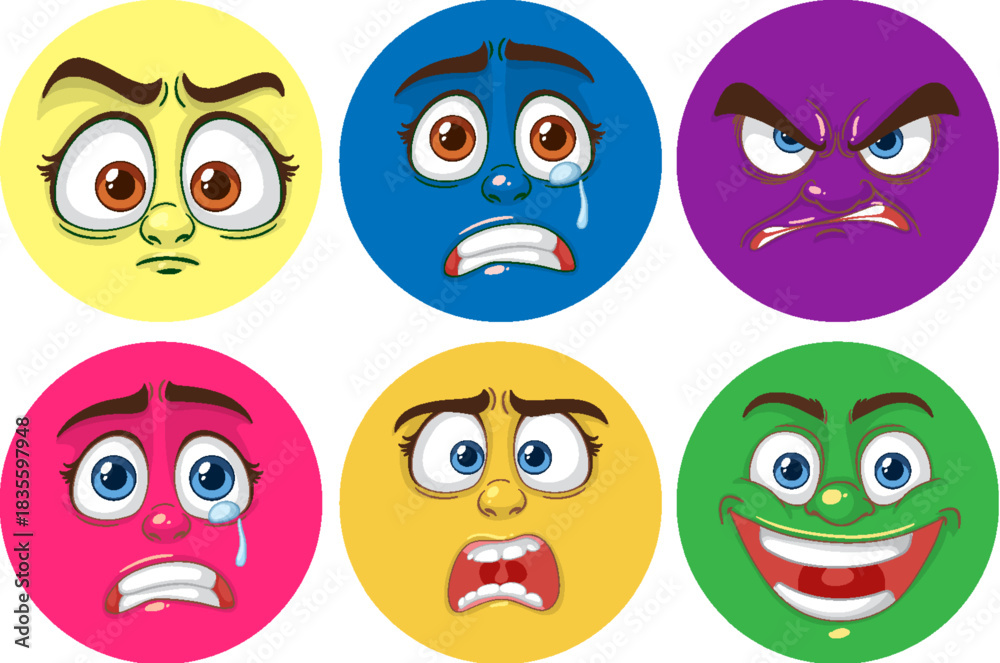 Fototapeta premium set of funny cartoon faces