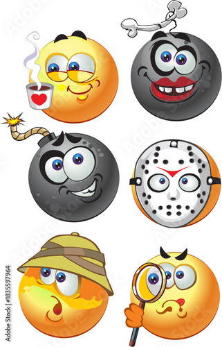 set of batch vector round smiles emotion