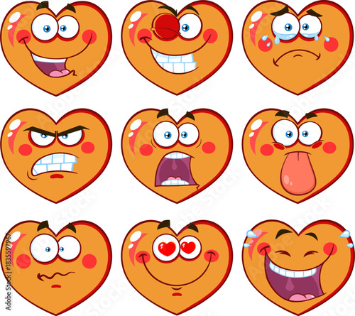 Emoji angry face clipart character set. Emojis 3d cute clip art like star eye, wow, amazed, red mad face, broken hearted and silly facial expression emoticon graphic elements collection 