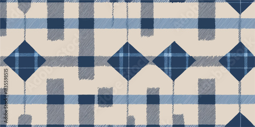 Blue and white striped seamless fabric pattern for a vintage picnic tablecloth design backdrop