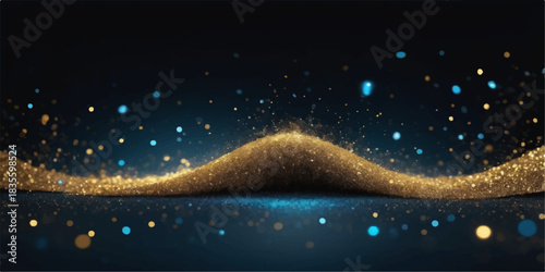 Abstract glowing Christmas tree lights against a dark blue cosmic nebula background with bright stars