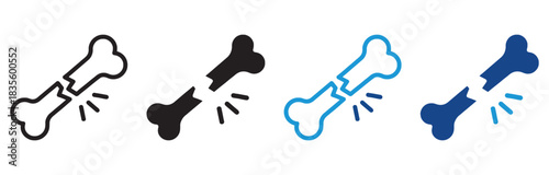 Broken bone icon set Multiple Style Collection. Vector illustration.