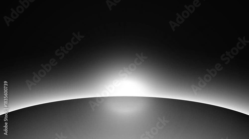Minimalist Black and White Sunrise Horizon with Soft Gradient Light
