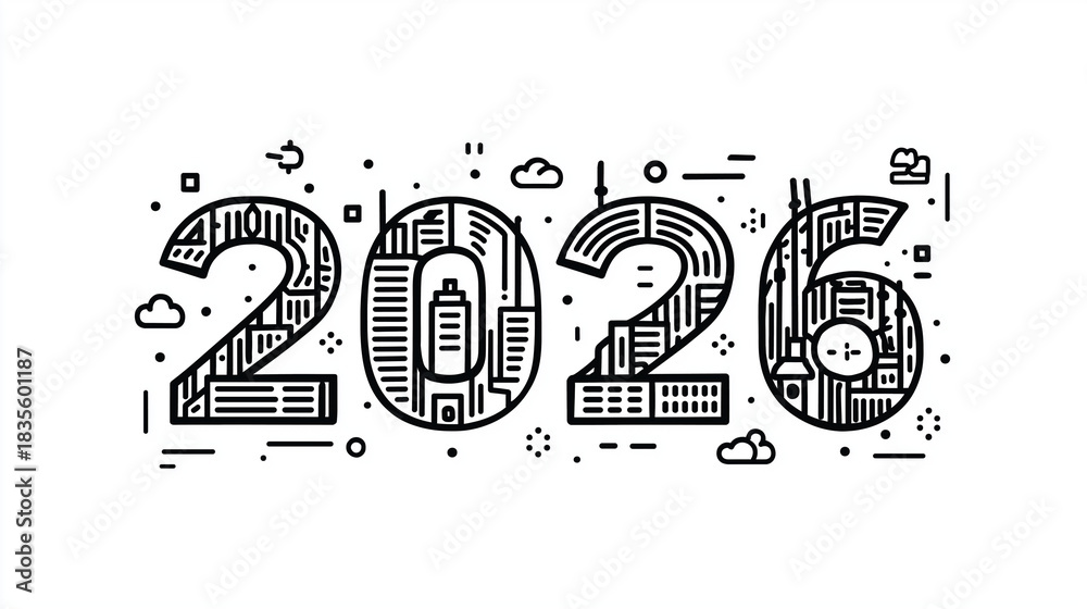 Obraz premium 2026 Line Art Illustration in Modern Outline Style