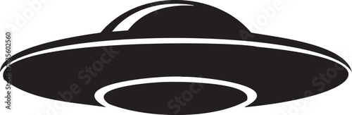 Black and white vector illustration of flying saucer isolated on white