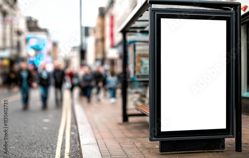 bus stop banner mock up in the city center