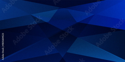Black dark navy blue silver abstract pattern background. Geometric shape. Line triangle angle fold polygon diamond 3D. Color gradient ombre. Rough grain noise. Light shadow. Matte shimmer. Minimum.