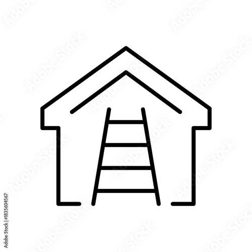 Ladder in house vector icon. editable line icon, outline style for home improvement